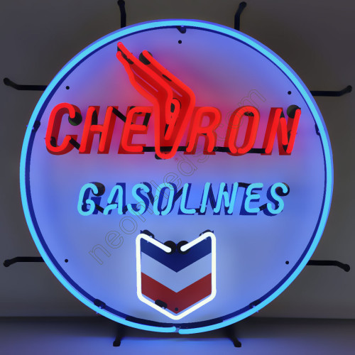 CHEVRON GASOLINE SROUND NEON AUTO SIGN WL-AUN106