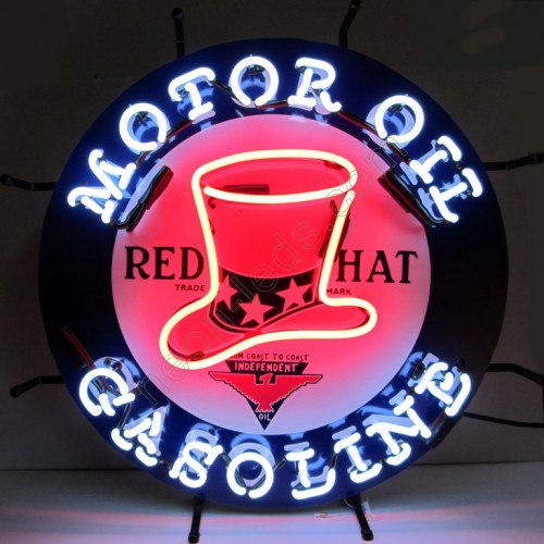Red Hat Motor Oil Gasoline Neon Auto Sign WL-MOG182