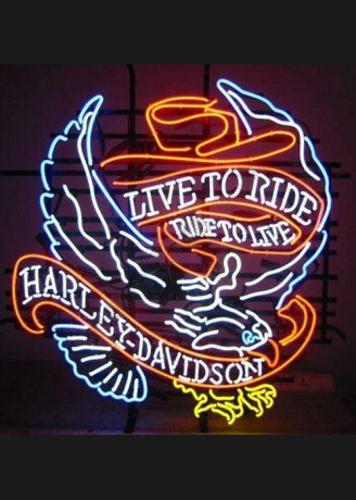 Harley Davidson Eagle Live To Ride Neon Motorcycle Sign
