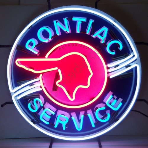 Red Indian Pontiac Service Neon Auto Sign WL-PON-1605-B