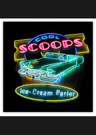 Cool Scoops Ice Cream Parlor Neon Sign