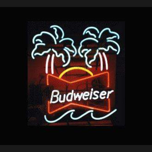Bud Dual Palm Trees Neon Beer Sign WL-NBN007