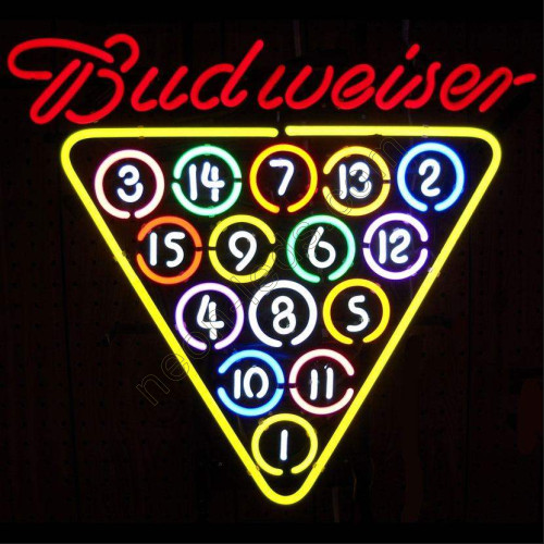Budweiser 15 Ball Rack Neon Sign WL-NBN050-BD02