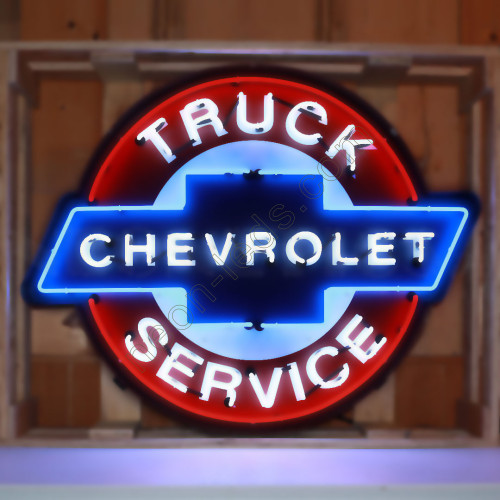 CHEVY TRUCK SERVICE NEON SIGN IN SHAPED STEEL CAN WL-CHV43