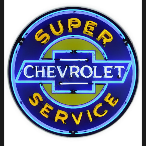 SUPER CHEVROLET SERVICE neon auto sign in  steel can WL-SCH5
