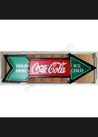 COCA-COLA ARROW NEON SIGN IN SHAPED METAL CAN