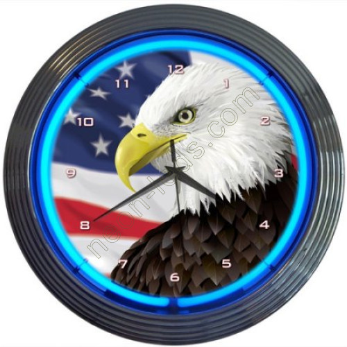 Eagle With American Flag Neon Clock WL-NCS014