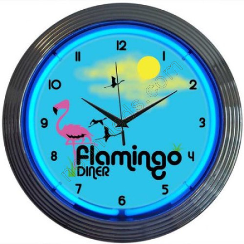 Flamingo Diner Neon Clock WL-NCS015
