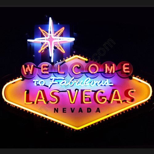 WELCOME TO FABULOUS LAS VEGAS NEON SIGN IN SHAPED STEEL CAN WL-LAS