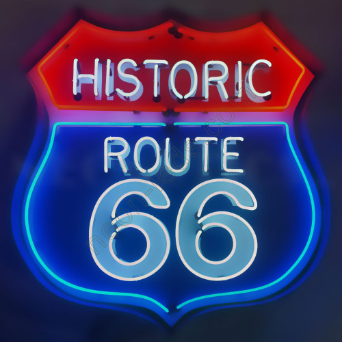 HISTORIC ROUTE 66 NEON SIGN IN SHAPED STEEL CAN WL-R661 HISTORIC ROUTE 66 NEON SIGN IN SHAPED STEEL CAN WL-R661